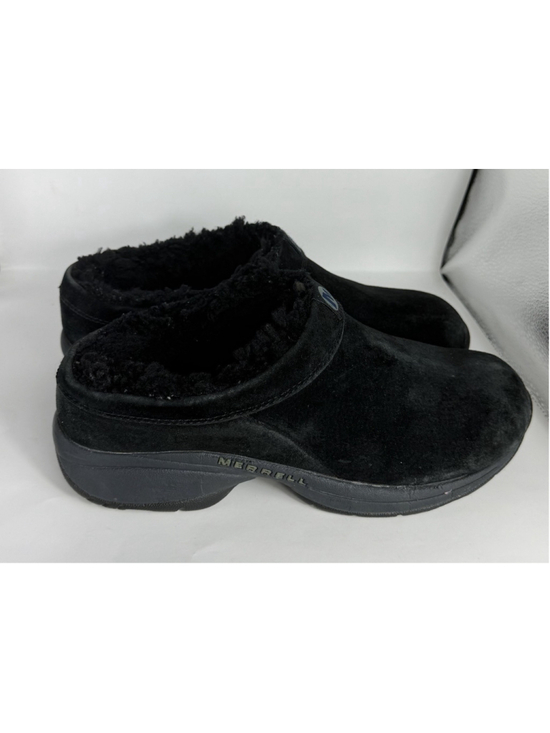 Merrell Shoes - Merrell Women's Black Primo Chill Suede Clog Faux Fur Lined Rubber Sole US 7